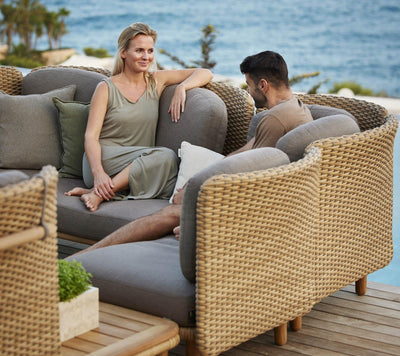 Cane-line Arch 3-Seater Sofa with Low Arm/Backrest and Chaise Lounge-Patio Pelican