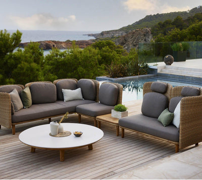 Cane-line Arch Corner Sofa with Low + High Backrest and Table-Patio Pelican