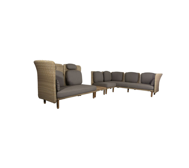 Cane-line Arch Corner Sofa with Low + High Backrest and Table-Patio Pelican