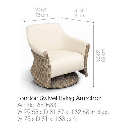 Domus Ventures London Swivel Living Armchair-Patio Pelican