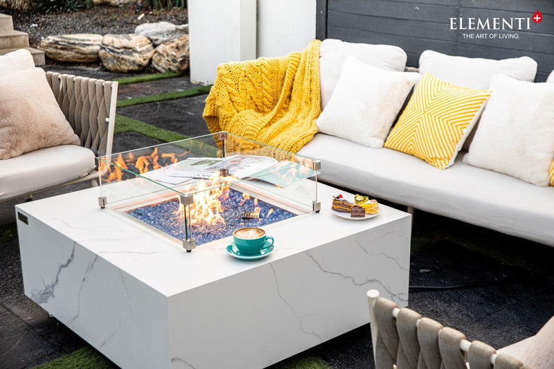 Elementi Plus Bianco Porcelain Fire Table-Patio Pelican