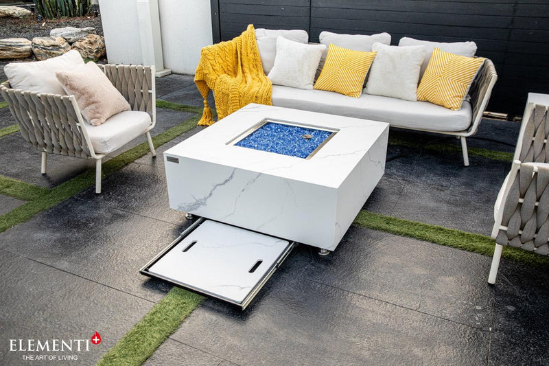 Elementi Plus Bianco Porcelain Fire Table-Patio Pelican