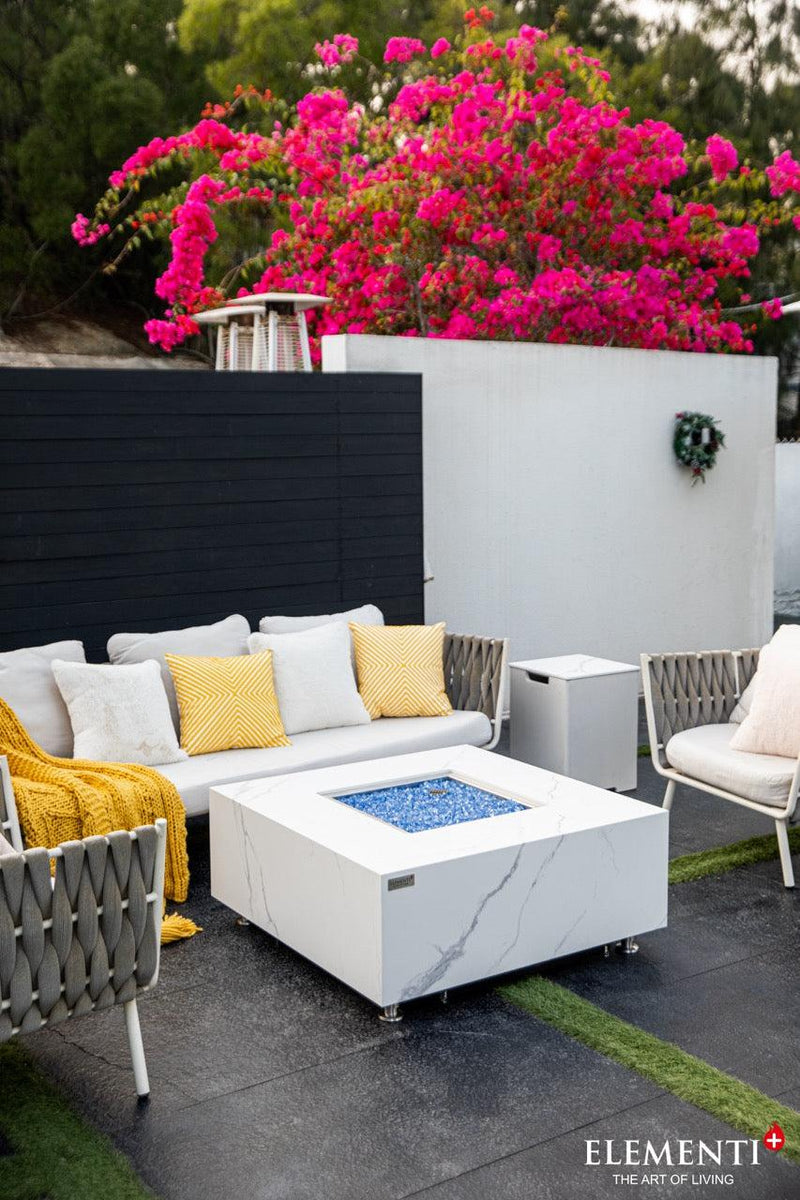 Elementi Plus Bianco Porcelain Fire Table-Patio Pelican