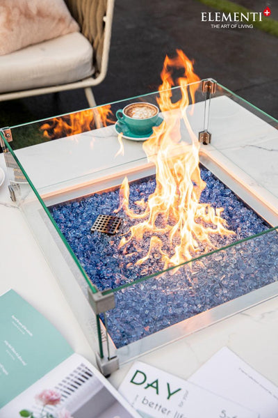 Elementi Plus Bianco Porcelain Fire Table-Patio Pelican