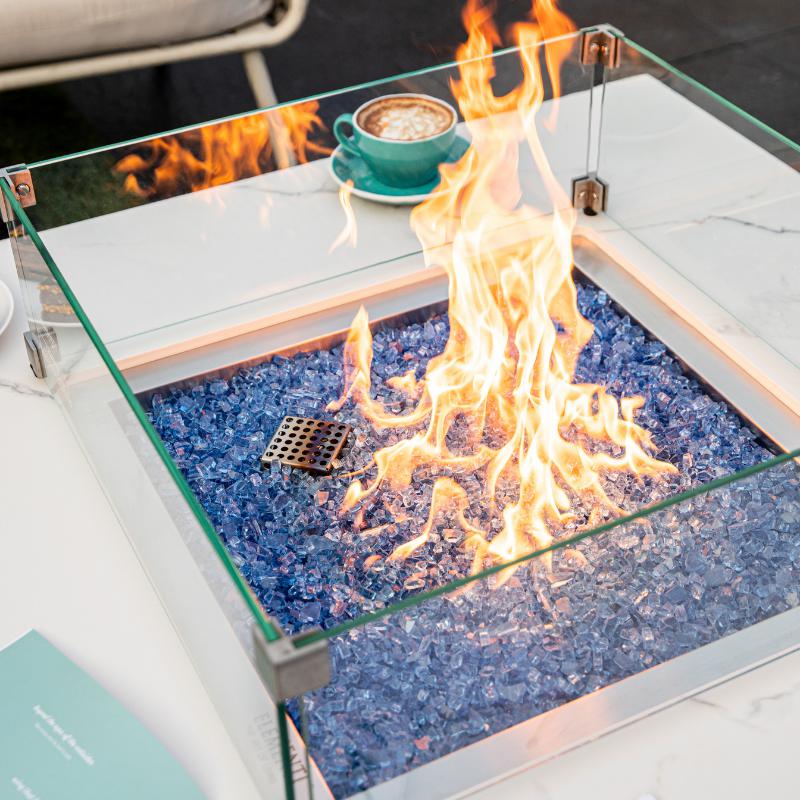 Elementi Plus Bianco Porcelain Fire Table-Patio Pelican