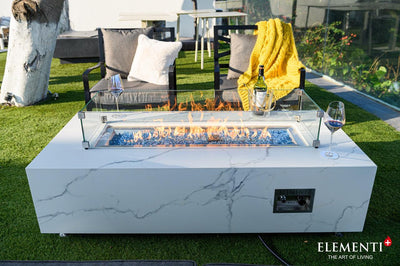 Elementi Plus Carrara Porcelain Fire Table-Patio Pelican