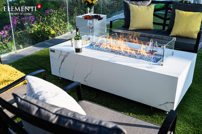 Elementi Plus Carrara Porcelain Fire Table-Patio Pelican