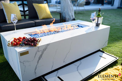 Elementi Plus Carrara Porcelain Fire Table-Patio Pelican