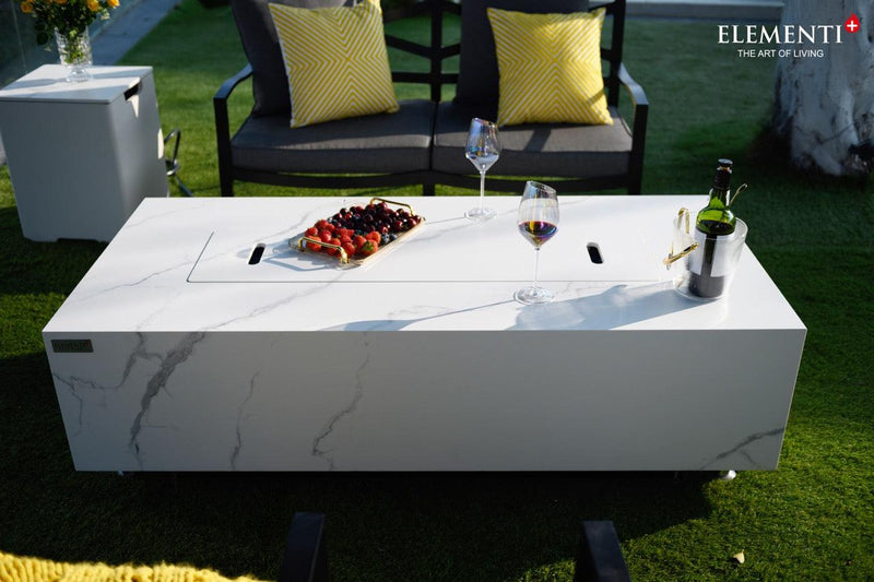 Elementi Plus Carrara Porcelain Fire Table-Patio Pelican