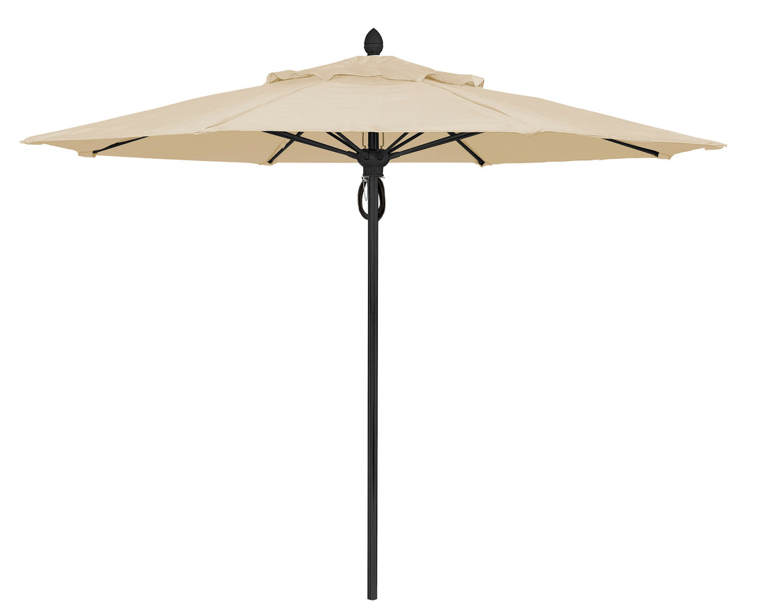 fiberbuilt champagne bronze patio umbrella base Prestige 108'' Market Frame Finish: Black, Fabric: Natural Sunbrella Recon Backpack | The Available in standard black Specification:500W 48V VIBFCM11%