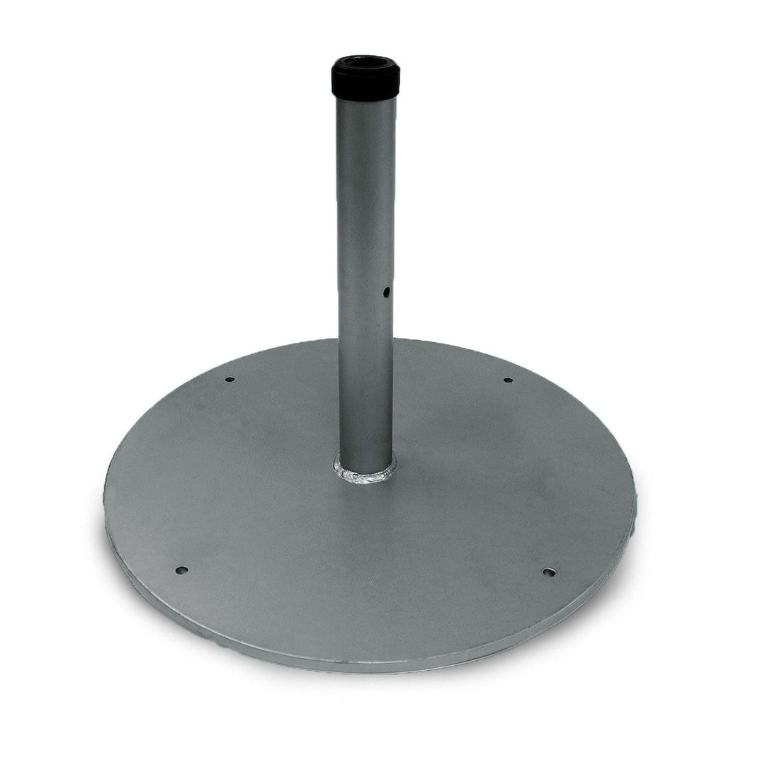fiberbuilt black patio umbrella base FiberBuilt Steel Patio Umbrella Base Silver / 85 lbs / 1.5" or 2.0" Diameter