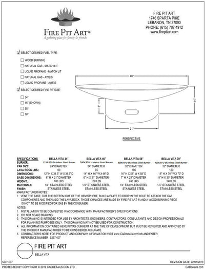 Fire Pit Art Bella Vita 46"-Patio Pelican