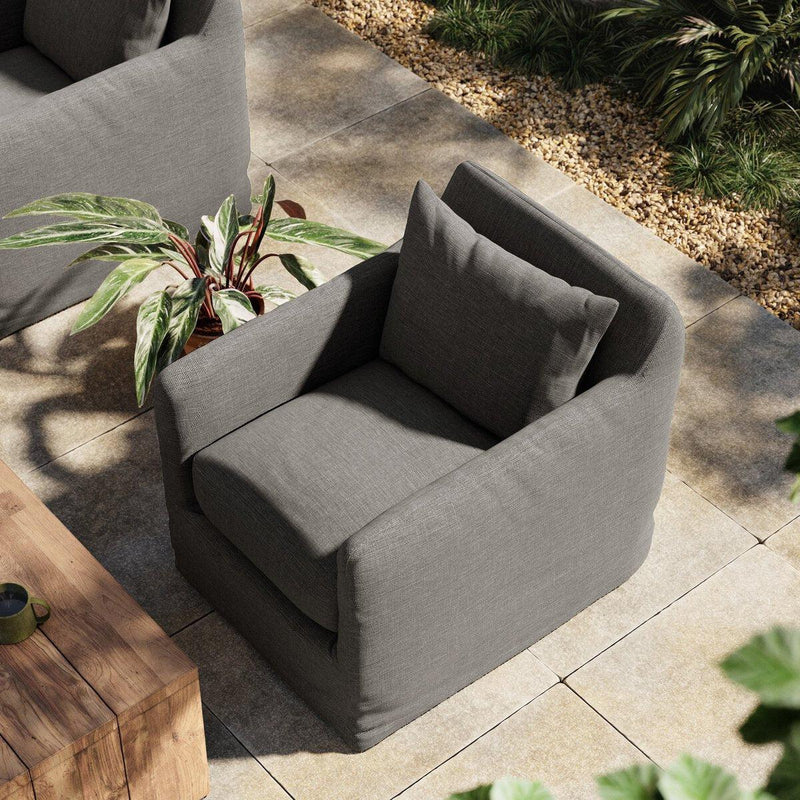 Four Hands Dade Outdoor Slipcover Swivel Chair-Patio Pelican