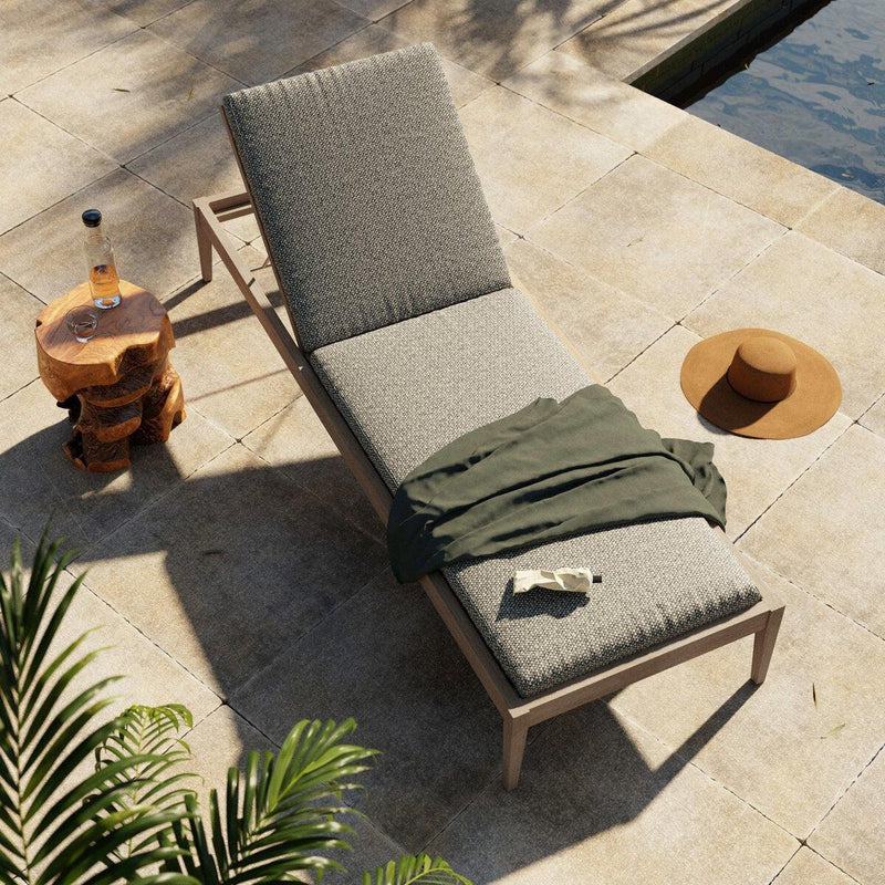 Four Hands Sherwood Outdoor Chaise - Washed Brown-Patio Pelican