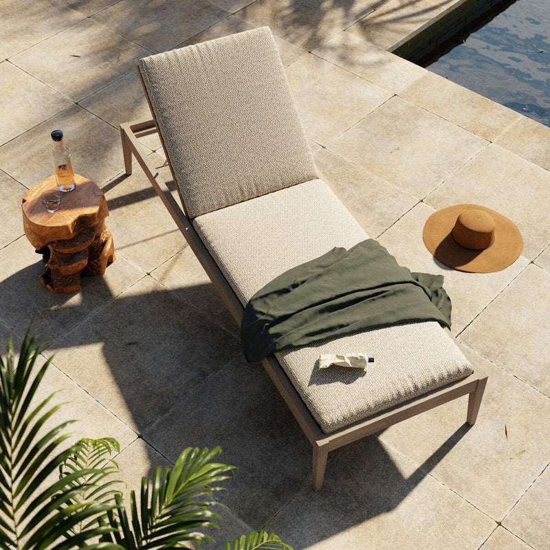 Four Hands Sherwood Outdoor Chaise - Washed Brown-Patio Pelican