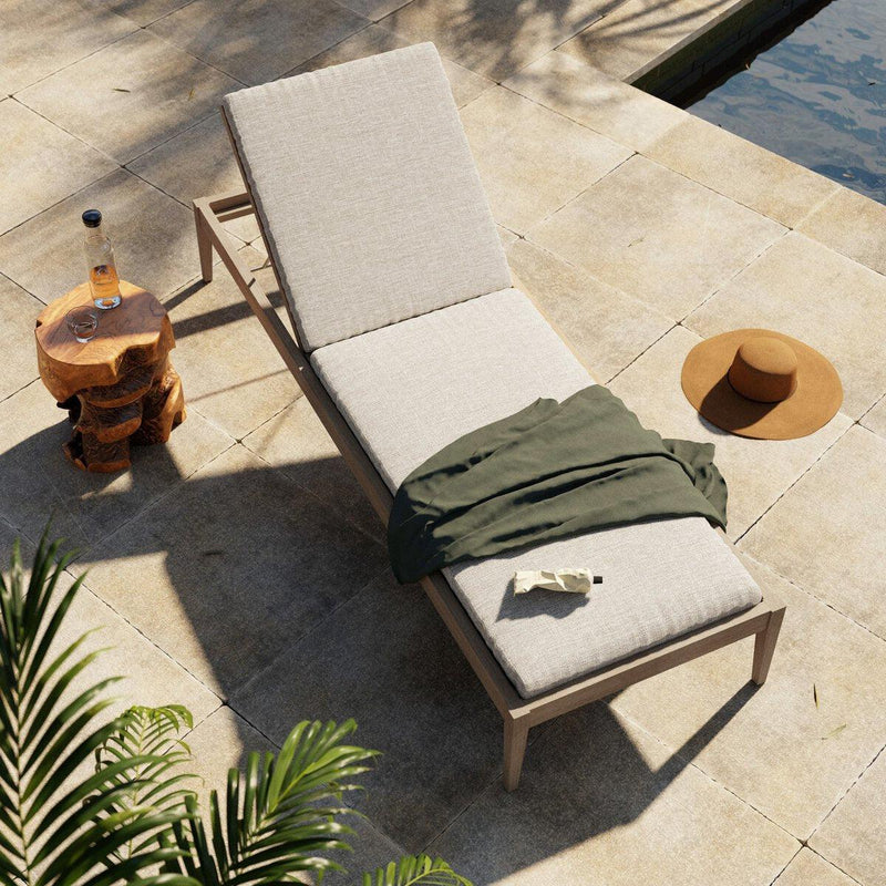Four Hands Sherwood Outdoor Chaise - Weathered Grey-Patio Pelican