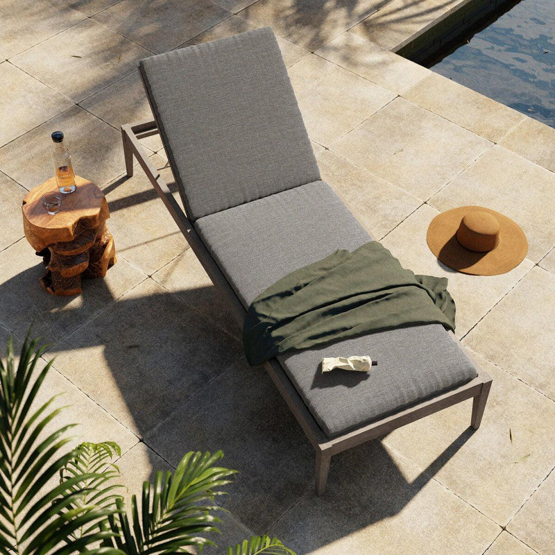 Four Hands Sherwood Outdoor Chaise - Weathered Grey-Patio Pelican