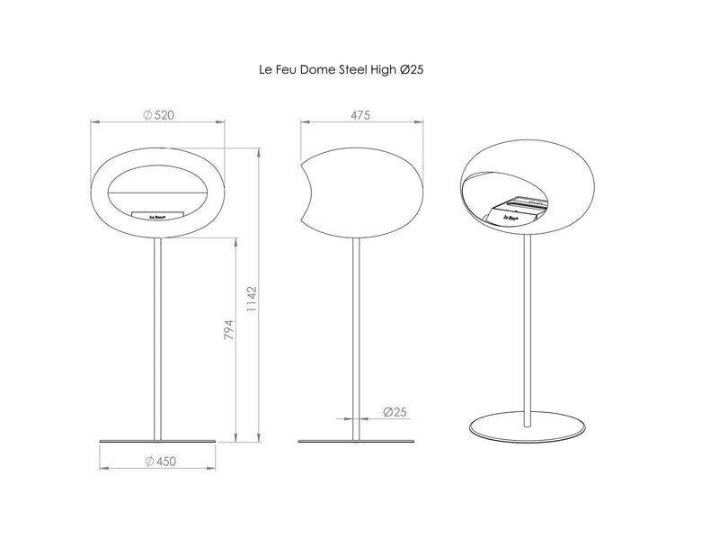 Le Feu Dome Ground Steel High Indoor/Outdoor Fireplace - Mocca-Patio Pelican