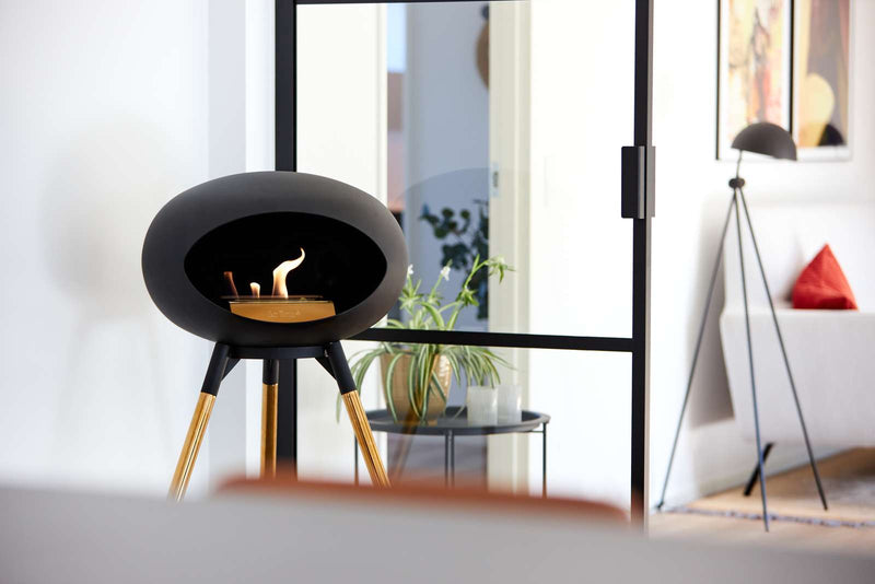 Le Feu Dome Ground Wood High Indoor/Outdoor Fireplace - Black-Patio Pelican