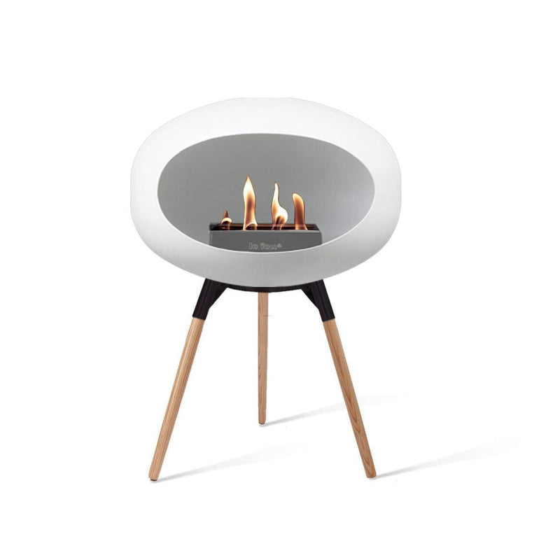 Le Feu Dome Ground Wood Low Indoor/Outdoor Fireplace - White-Patio Pelican