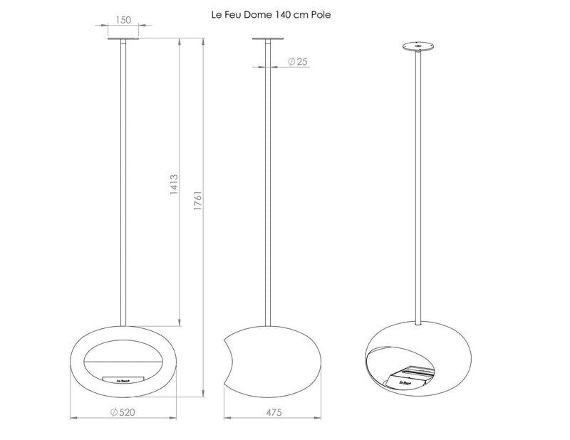 Le Feu Dome Sky Indoor/Outdoor Fireplace - Mocca-Patio Pelican