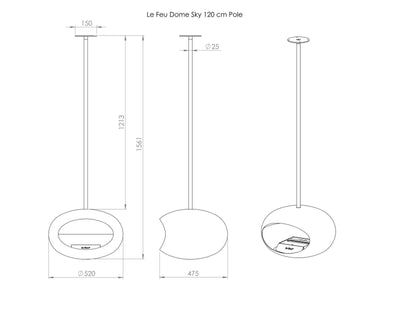 Le Feu Dome Sky Indoor/Outdoor Fireplace - Mocca-Patio Pelican