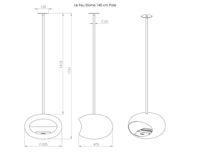 Le Feu Dome Sky Indoor/Outdoor Fireplace - White-Patio Pelican