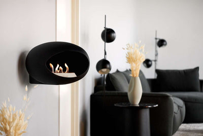 Le Feu Dome Wall Indoor/Outdoor Fireplace - Black-Patio Pelican