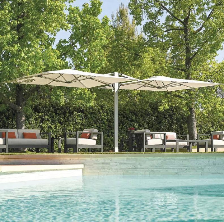 cantilever patio umbrella for oval table PURPLE LEAF Round Tiltable Porch Table Umbrella Poolside 8' Round / Light Grey