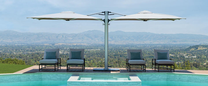 Shademaker Gemini 10' Square Dual Sidepost Umbrella – Patio Pelican
