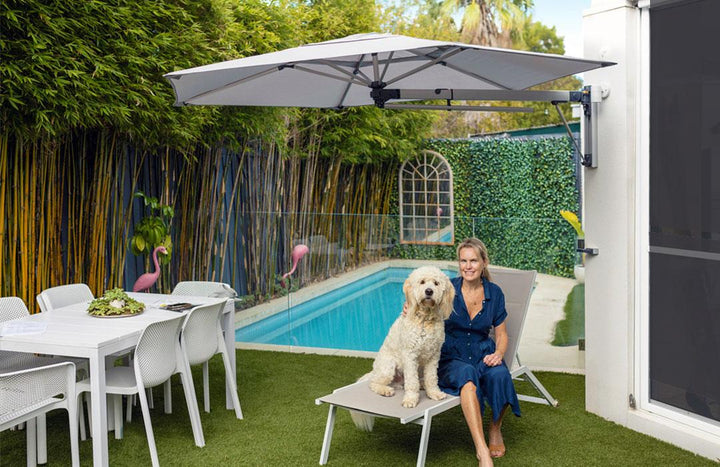funny patio umbrella shadow Shadowspec Retreat™ Wall Mounted Umbrella