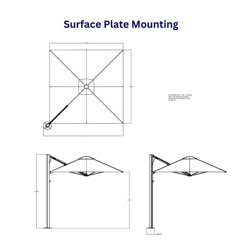 Shadowspec Serenity™ Rotating Cantilever Umbrella - Square 10&