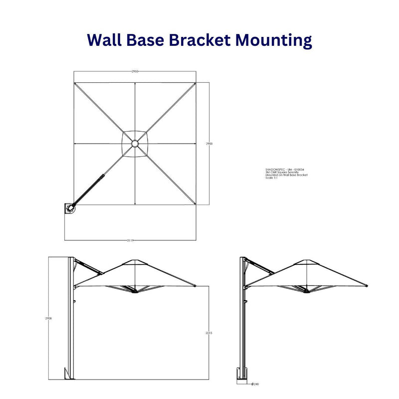 Shadowspec Serenity™ Rotating Cantilever Umbrella - Square 10&