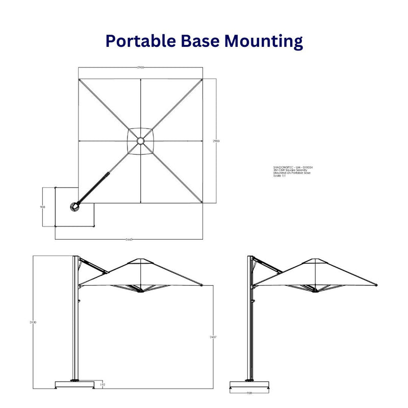Shadowspec Serenity™ Rotating Cantilever Umbrella - Square 10&