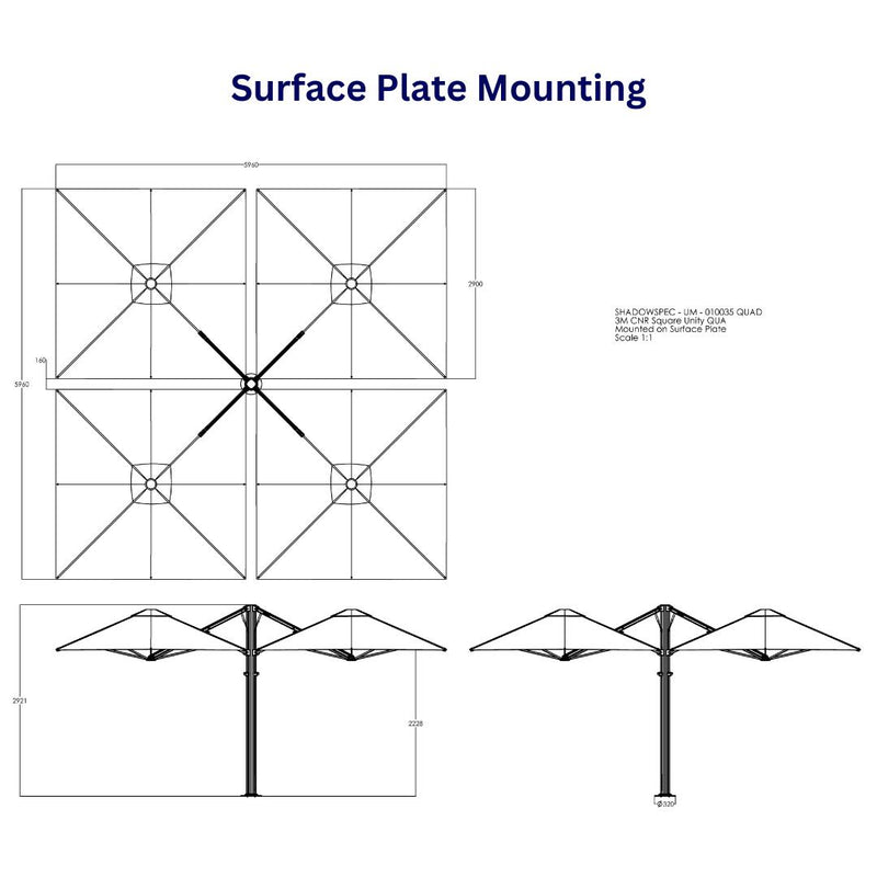 Shadowspec Unity Cantilever Umbrella - Square Quattro 10’-Patio Pelican