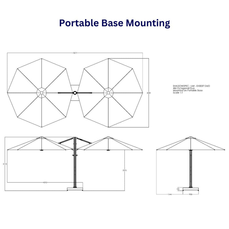 Shadowspec Unity™ Cantilever Umbrella - Octagon Duo 13’-Patio Pelican