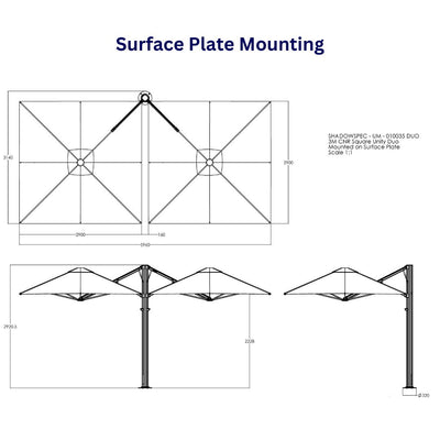Shadowspec Unity™ Cantilever Umbrella - Square Duo 10’-Patio Pelican