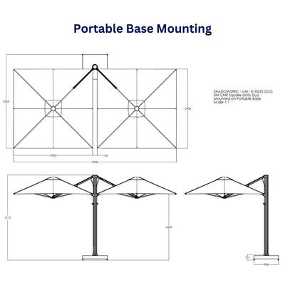 Shadowspec Unity™ Cantilever Umbrella - Square Duo 10’-Patio Pelican