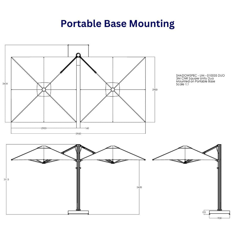 Shadowspec Unity™ Cantilever Umbrella - Square Duo 10’-Patio Pelican