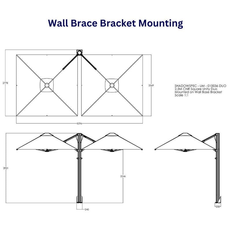 Shadowspec Unity™ Cantilever Umbrella - Square Duo 8’-Patio Pelican