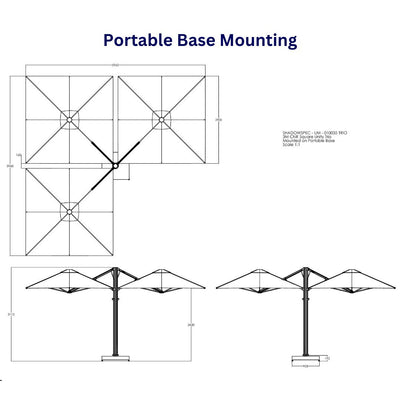 Shadowspec Unity™ Cantilever Umbrella - Square Trio 10’-Patio Pelican
