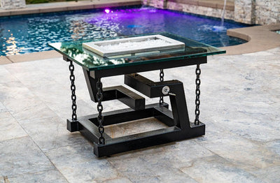 The Outdoor Plus 38" Newton Fire Table w/ Chain Support - Powder Coated Metal-Patio Pelican