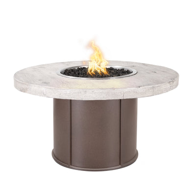 The Outdoor Plus 43" Fresno Wood Grain and Steel Fire Pit Table-Patio Pelican