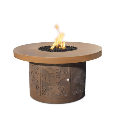 The Outdoor Plus 46" Round Outback Fire Pit Table - Cattle Ranch Design-Patio Pelican