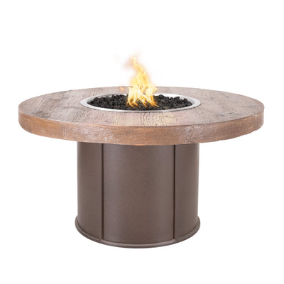 The Outdoor Plus 60" Fresno Wood Grain and Steel Fire Pit Table-Patio Pelican