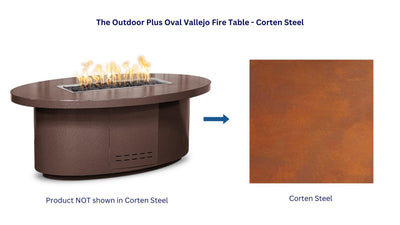 The Outdoor Plus 60" Oval Vallejo Fire Table - Corten Steel-Patio Pelican