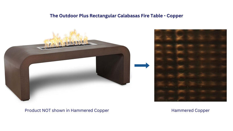The Outdoor Plus 60" Rectangular Calabasas Fire Table - Copper-Patio Pelican