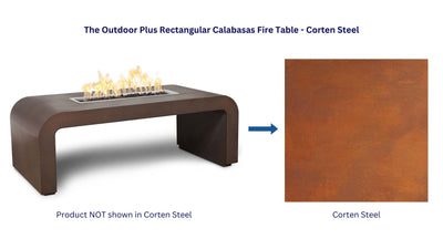 The Outdoor Plus 60" Rectangular Calabasas Fire Table - Corten Steel-Patio Pelican