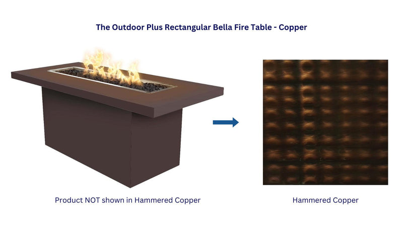 The Outdoor Plus 72" Rectangular Bella Fire Table - Copper-Patio Pelican