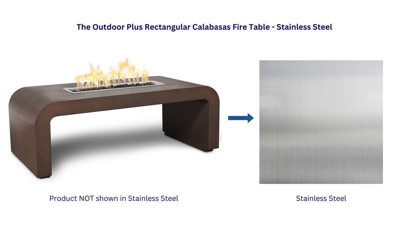 The Outdoor Plus 72" Rectangular Calabasas Fire Table - Stainless Steel-Patio Pelican